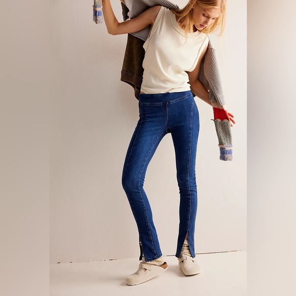 Free People Denim - 🦋FREE PEOPLE WE THE FREE DOUBLE DUTCH PULL ON SLIT SKINNY JEANS M
